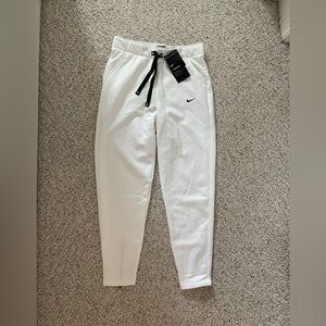 Nike White Jogger Sweatpants with Tapered Leg